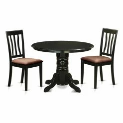 Best Sale 🎉 Round East West Furniture Shelton 3-Piece Splat Back Dining Table Set ❤️