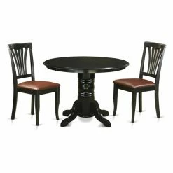 Best Pirce 😍 Round East West Furniture Shelton 3 Piece Lath Back Dining Table Set ⭐