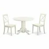 Budget 😀 Round East West Furniture Shelton 3 Piece Crossback Dining Table Set 🛒 -Kitchen Sales Store masterEASE1031