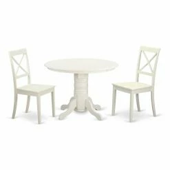Budget 😀 Round East West Furniture Shelton 3 Piece Crossback Dining Table Set 🛒