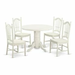 New ⌛ Round East West Furniture Shelton 5 Piece Sheaf Dining Table Set 🌟