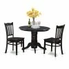 Deals ❤️ Round East West Furniture Shelton 3 Piece Comb Back Dining Table Set 🧨 -Kitchen Sales Store masterEASE1037