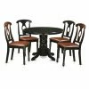 Outlet 🛒 Round East West Furniture Shelton 5 Piece Keyhole Dining Table Set 🥰 -Kitchen Sales Store masterEASE1040
