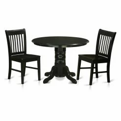 New 😉 Round East West Furniture Shelton 3 Piece Slat Back Dining Table Set ✔️