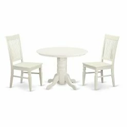 Buy 🤩 Round East West Furniture Shelton 3 Piece Thin Slat Back Dining Table Set 🌟