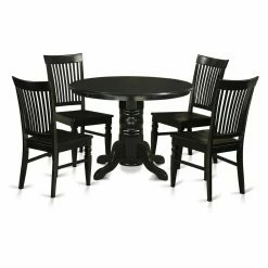 Brand new 🥰 Round East West Furniture Shelton 5 Piece Thin Slat Back Dining Table Set 🛒