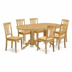 Best Pirce 🎁 Oval East West Furniture Vancouver 7 Piece Lath Back Dining Table Set 🛒