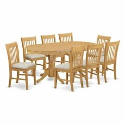 Discount 👍 Oval East West Furniture Vancouver 9 Piece Slat Back Dining Table Set ✔️