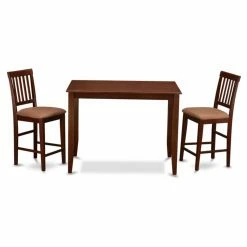 Cheapest 🎉 Rectangle East West Furniture Buckland 3 Piece Slat Back Dining Table Set ✔️