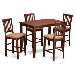 Best Sale 😀 Rectangle East West Furniture Buckland 5 Piece Slat Back Dining Table Set 🔔