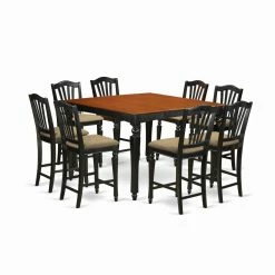 Brand new ๐ Square East West Furniture Chelsea 9 Piece High Splat Dining Table Set ๐