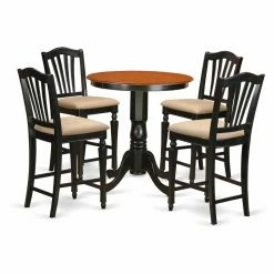 Coupon 🤩 Round East West Furniture Eden 5 Piece High Splat Dining Table Set 👍