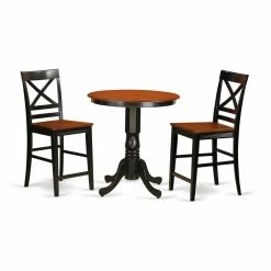 Wholesale 🎉 Round East West Furniture Eden 3 Piece Cross-And-Ladder Dining Table Set 👍