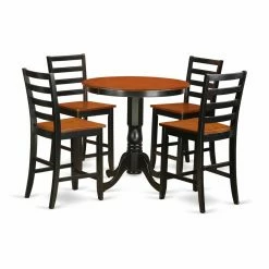Best Pirce 😀 Round East West Furniture Jackson 5 Piece Ladder Back Dining Table Set 🔥
