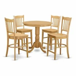 Cheap 🔔 Round East West Furniture Jackson 5 Piece Comb Back Dining Table Set 💯