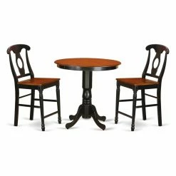 Cheapest ⭐ Round East West Furniture Jackson 3 Piece Keyhole Dining Table Set 😀