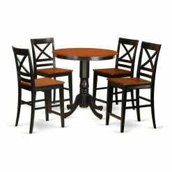 Buy 🌟 Round East West Furniture Jackson 5 Piece Cross-And-Ladder Dining Table Set 💯