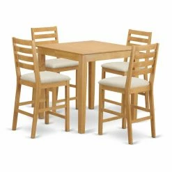 Budget 🛒 Casual Dining Sets East West Furniture Pub 5 Piece High Ladder Dining Table Set 🔥