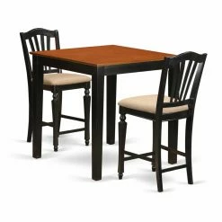 Best deal 🎉 Square East West Furniture Pub 3 Piece High Splat Dining Table Set ⌛