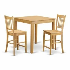 Outlet 🔔 Square East West Furniture Pub 3 Piece Comb Back Dining Table Set 🎁
