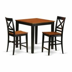 Best Pirce 👏 Square East West Furniture Pub 3 Piece Cross-And-Ladder Dining Table Set ✨