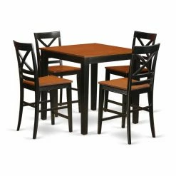 Buy 🧨 Square East West Furniture Pub 5 Piece Cross-And-Ladder Dining Table Set 💯