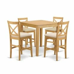 Budget 😀 Square East West Furniture Pub 5 Piece High Cross Dining Table Set 💯