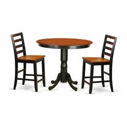 Budget 🧨 Round East West Furniture Trenton 3 Piece Ladder Back Dining Table Set 🎁