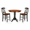 Best Pirce ⭐ Round East West Furniture Trenton 3 Piece Keyhole Dining Table Set ✔️ -Kitchen Sales Store masterEASE1226