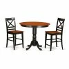 Promo 😉 Round East West Furniture Trenton 3 Piece Cross-And-Ladder Dining Table Set 🛒 -Kitchen Sales Store masterEASE1230