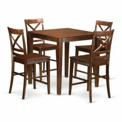 Wholesale 🤩 Square East West Furniture Vernon 5 Piece Cross-And-Ladder Dining Table Set 🧨