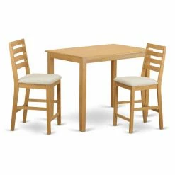 Coupon ⌛ Rectangle East West Furniture Yarmouth 3 Piece High Ladder Dining Table Set 🧨