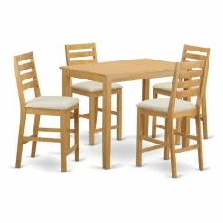 Cheap ✔️ Rectangle East West Furniture Yarmouth 5 Piece High Ladder Dining Table Set ⌛