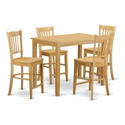 Outlet ⭐ Rectangle East West Furniture Yarmouth 5 Piece Comb Back Dining Table Set 🎁