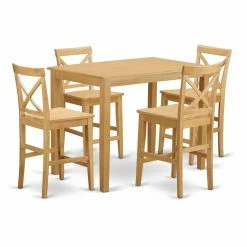 Deals 🔥 Rectangle East West Furniture Yarmouth 5 Piece High Cross Dining Table Set 🎉