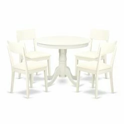 Best Pirce 😍 East West Furniture Antique ANAD5 Five Piece Round Pedestal Dining Set 🥰