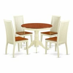 Coupon 🌟 East West Furniture Antique ANIP5 Five Piece Round Pedestal Dining Set 👏