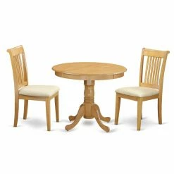 Deals 🎉 East West Furniture Antique ANPO3 Three Piece Round Pedestal Dining Set 🔔