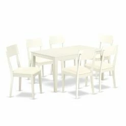 Outlet 😉 Rectangle East West Furniture Capri CAAD7 Seven Piece Dining Table Set ✔️