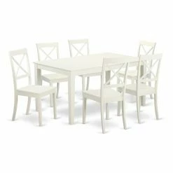 Budget 🛒 Rectangle East West Furniture Capri CABO7 Seven Piece Dining Table Set 🔔