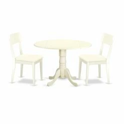 Budget 😍 Round East West Furniture Dublin DLAD3 Three Piece Drop Leaf Dining Set 🤩