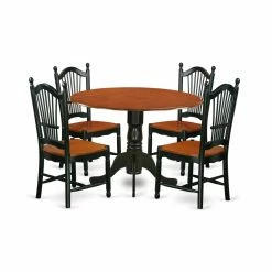 New ⭐ Round East West Furniture Dublin DLDO5 Five Piece Drop Leaf Dining Set 🤩