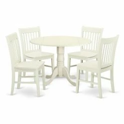 Flash Sale 🎁 Round East West Furniture Dublin DLNO5 Five Piece Drop Leaf Dining Set 🤩