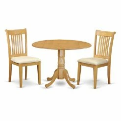 Outlet 🛒 Round East West Furniture Dublin DLPO3-C Three Piece Drop Leaf Dining Set 🔥
