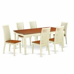 Best Pirce 😍 Rectangle East West Furniture Dover DOIP7 Seven Piece Extension Dining Table Set 🎉