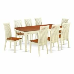 Buy ๐ฅฐ Rectangle East West Furniture Dover DOIP9 Nine Piece Extension Dining Table Set ๐
