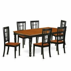 Cheapest 🌟 Rectangle East West Furniture Dover DONI7 Seven Piece Extension Dining Table Set ✨