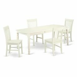 Deals 🤩 Rectangle East West Furniture Dover DONO5 Five Piece Extension Dining Table Set ⌛