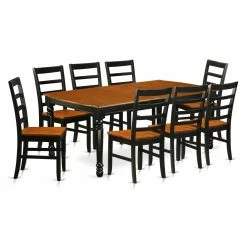 Best Sale 🌟 Rectangle East West Furniture Dover DOPF9 Nine Piece Extension Dining Table Set 😉