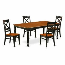 Best Sale ๐ฅฐ Rectangle East West Furniture Dover DOQU5 Five Piece Extension Dining Table Set โ๏ธ